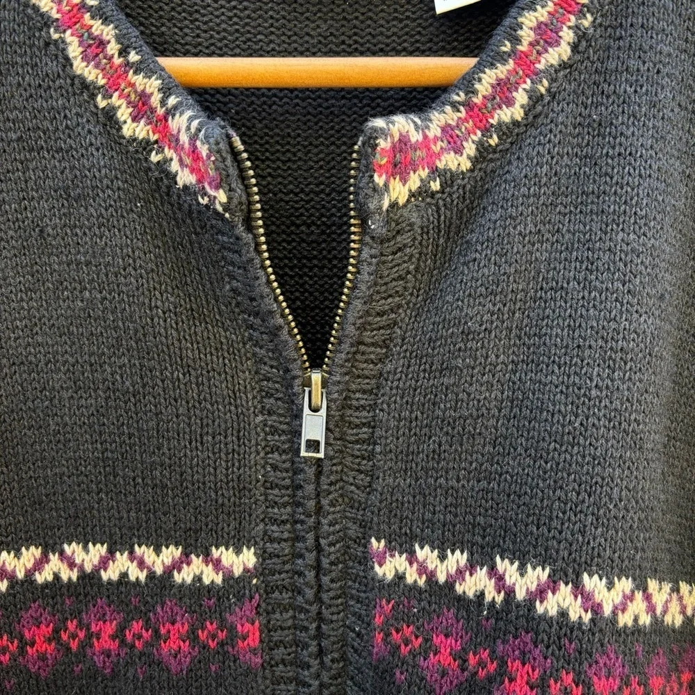 Erika & Co. Colorful Patterned Zip-Up Sweater Ramie and Cotton size XL